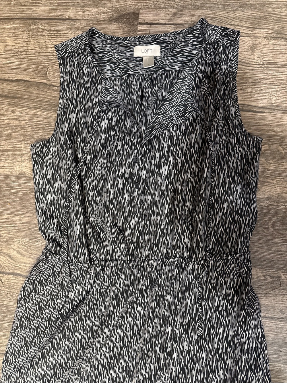 LOFT Black White Abstract Print Sleeveless Shirt Dress Size S - Picture 3 of 5